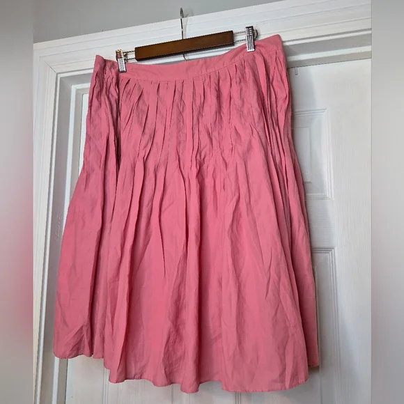 Talbots Pink A-Line Pleated Midi Skirt Size 14 - Picture 4 of 9